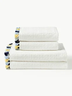 Velours handdoekenset Tallulah met decoratieve franjes, in verschillende formaten
