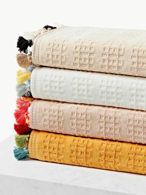 Velours handdoekenset Tallulah met decoratieve franjes, in verschillende formaten
