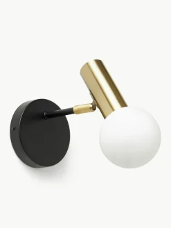 Verstelbare wandlamp Wilson met glazen lampenkap