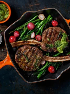 Vierkante grillpan Signature Collection van gietijzer met gegroefde structuur