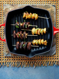 Vierkante grillpan Signature Collection van gietijzer met gegroefde structuur