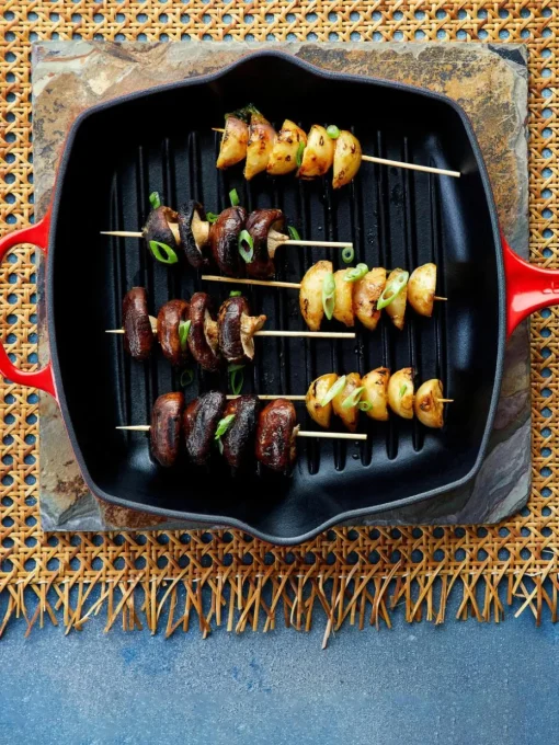 Vierkante grillpan Signature Collection van gietijzer met gegroefde structuur