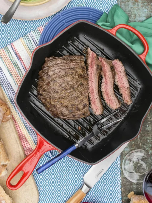 Vierkante grillpan Signature Collection van gietijzer met gegroefde structuur