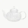 Vintage glazen theepot met theezeefje, 1 Liter