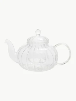 Vintage glazen theepot met theezeefje, 1 Liter