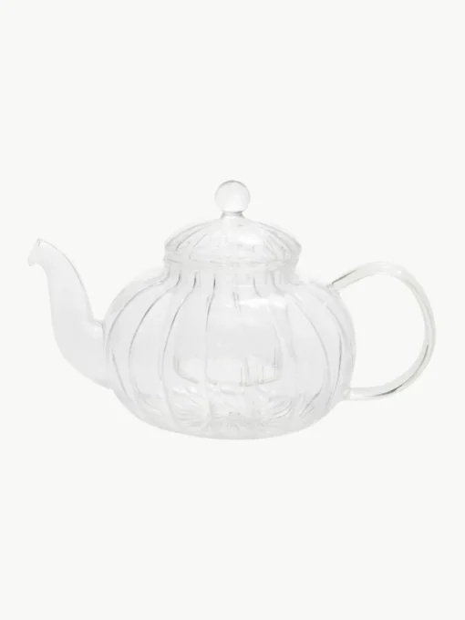 Vintage glazen theepot met theezeefje, 1 Liter