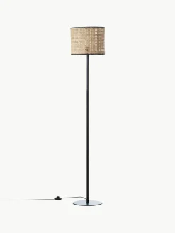 Vloerlamp Wiley met rotan kap