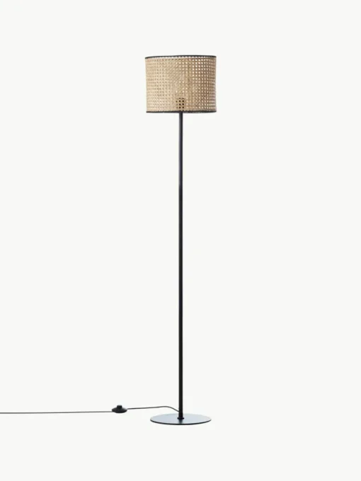 Vloerlamp Wiley met rotan kap