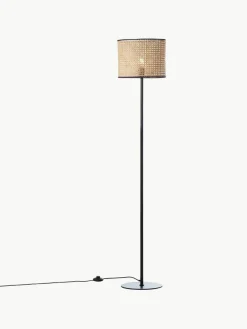 Vloerlamp Wiley met rotan kap