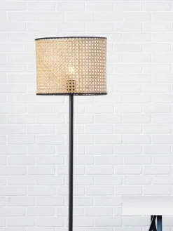 Vloerlamp Wiley met rotan kap
