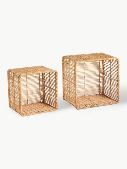 Vrijhangende boekenkasten Zeya van rotan, set van 2