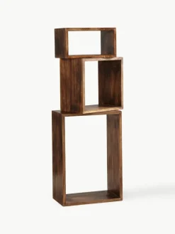 Vrijhangende boekenkasten Nisse van mangohout, 3-delig