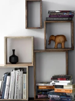 Vrijhangende boekenkasten Nisse van mangohout, 3-delig
