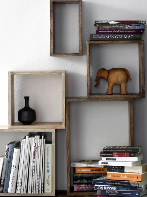 Vrijhangende boekenkasten Nisse van mangohout, 3-delig
