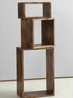 Vrijhangende boekenkasten Nisse van mangohout, 3-delig