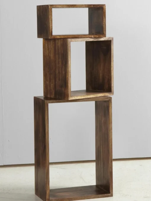 Vrijhangende boekenkasten Nisse van mangohout, 3-delig