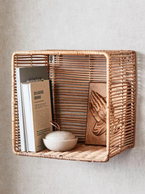 Vrijhangende boekenkasten Zeya van rotan, set van 2