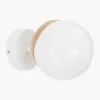 Wand- en plafondlamp Sfera met houten decoratie