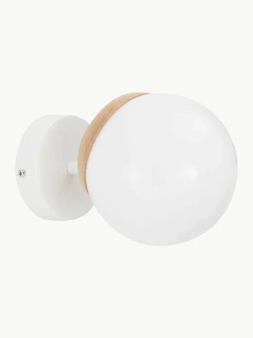 Wand- en plafondlamp Sfera met houten decoratie