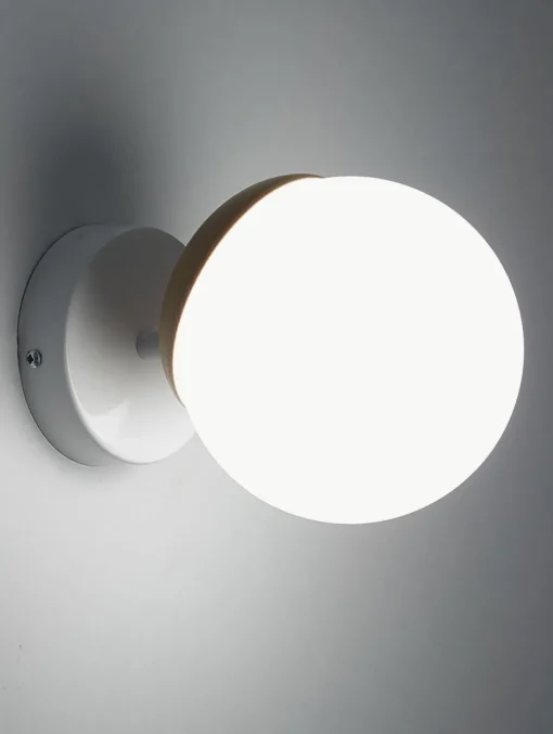Wand- en plafondlamp Sfera met houten decoratie
