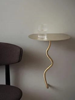 Wandbijzettafel Curvature van messing