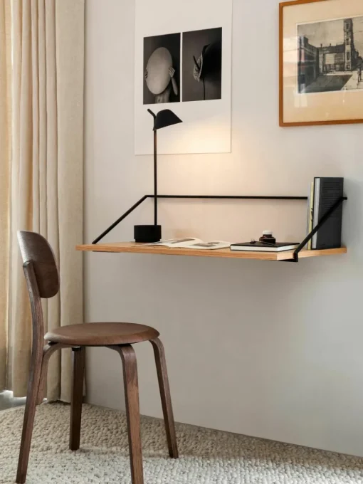 Wandbureau Rail van hout en metaal