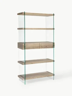 Wandkast Kenya met glazen wanden en 5 planken