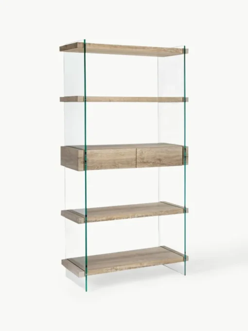 Wandkast Kenya met glazen wanden en 5 planken