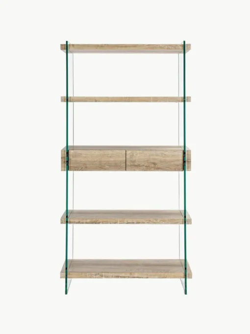 Wandkast Kenya met glazen wanden en 5 planken
