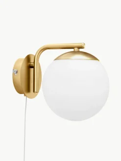 Wandlamp Grant met stekker van opaalglas