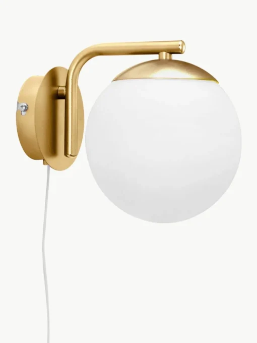 Wandlamp Grant met stekker van opaalglas