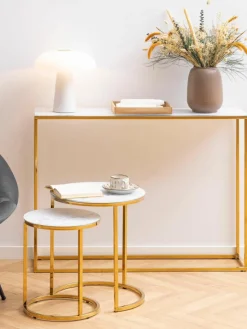 Wandtafel Aruba met glazen tafelbladen in marmerlook