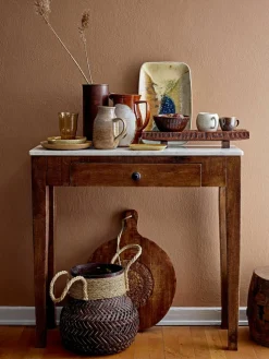 Wandtafel Hauge van mangohout met marmeren tafelblad