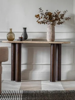 Wandtafel Trevi met travertijn tafelblad