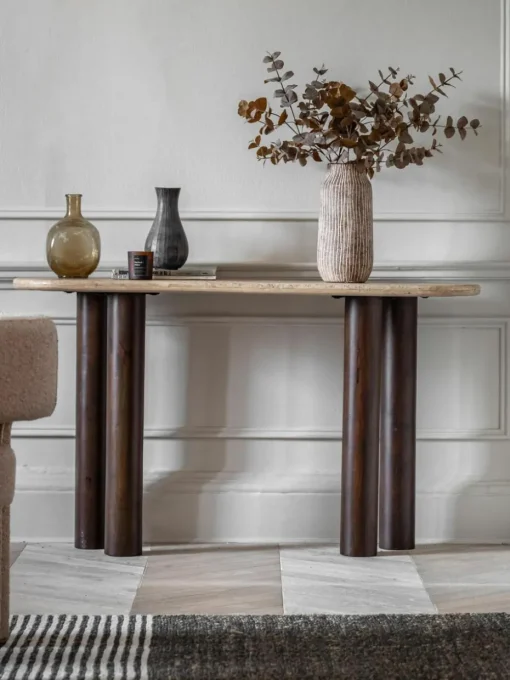 Wandtafel Trevi met travertijn tafelblad