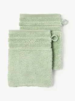 Washandjes Luxe met gestreepte rand, 2 stuks