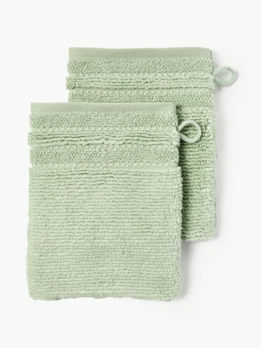 Washandjes Luxe met gestreepte rand, 2 stuks