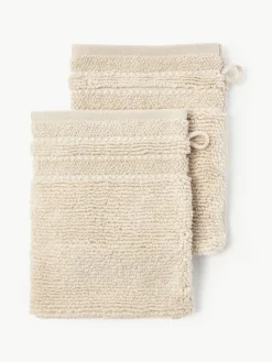 Washandjes Luxe met gestreepte rand, 2 stuks
