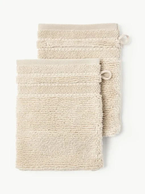 Washandjes Luxe met gestreepte rand, 2 stuks