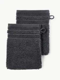 Washandjes Luxe met gestreepte rand, 2 stuks
