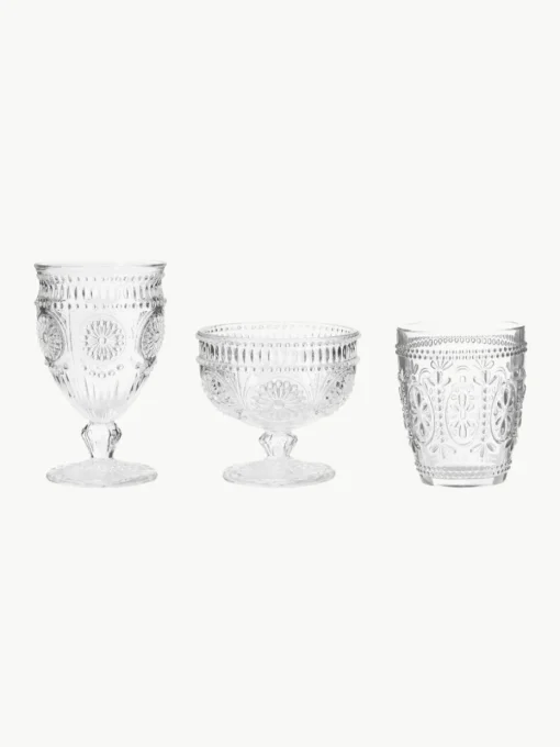 Waterglazen Chambord met bloemenreliëf, 6 stuks