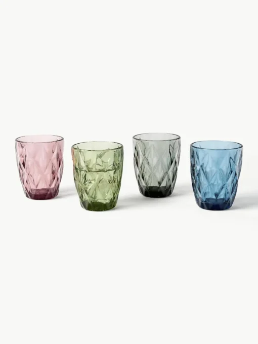Waterglazen Colorado met structuurpatroon, 4-delig
