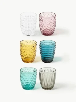 Waterglazen Geometrie met structuurpatroon, set van 6