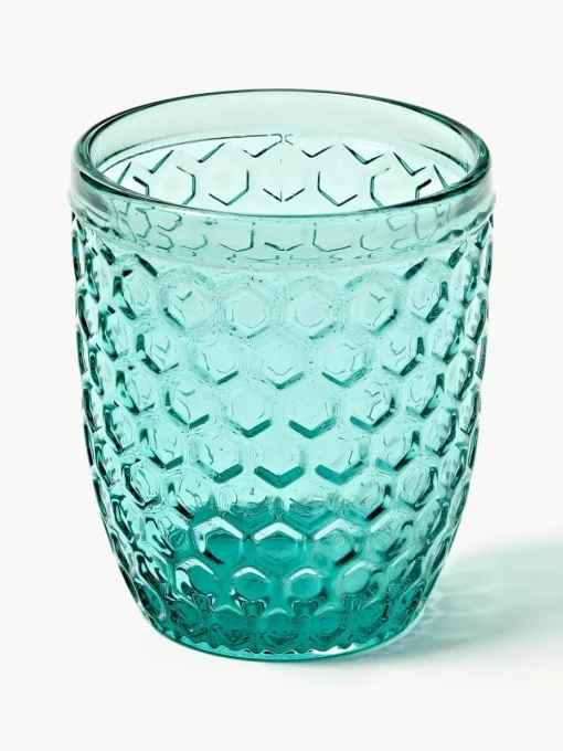 Waterglazen Geometrie met structuurpatroon, set van 6