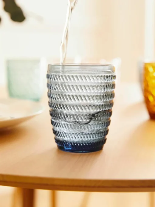 Waterglazen Geometrie met structuurpatroon, set van 6