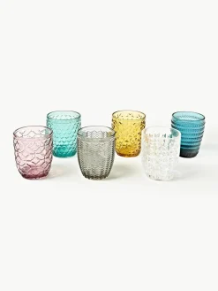 Waterglazen Geometrie met structuurpatroon, set van 6