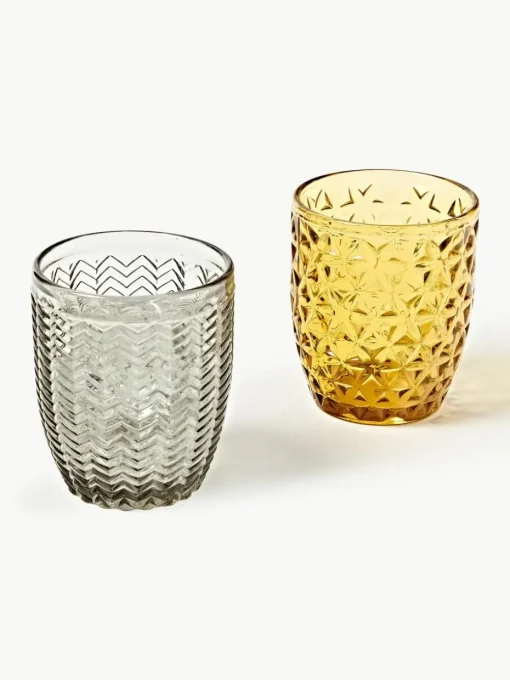 Waterglazen Geometrie met structuurpatroon, set van 6