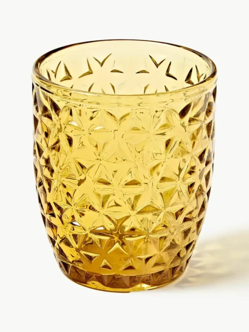 Waterglazen Geometrie met structuurpatroon, set van 6