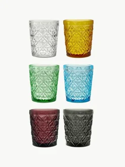 Waterglazen Marrakech met structuurpatroon, set van 6