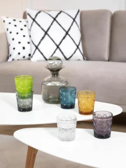 Waterglazen Marrakech met structuurpatroon, set van 6